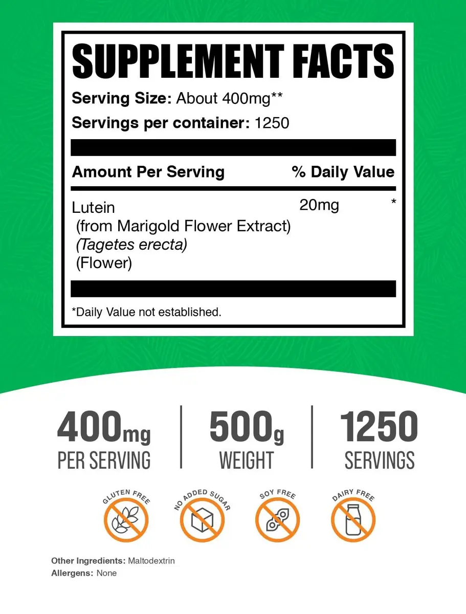 BulkSupplements.com Lutein Powder 400mg from Marigold Flower Extract | Eye Support & Antioxidant - view 2