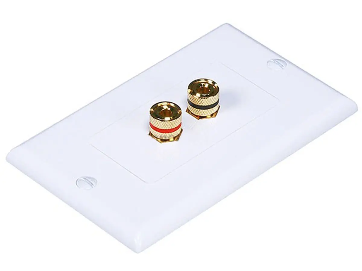 iMBAPrice Wall Plate with 2 Connectors | Premium Banana Plug Binding Post for Speakers white - view 2