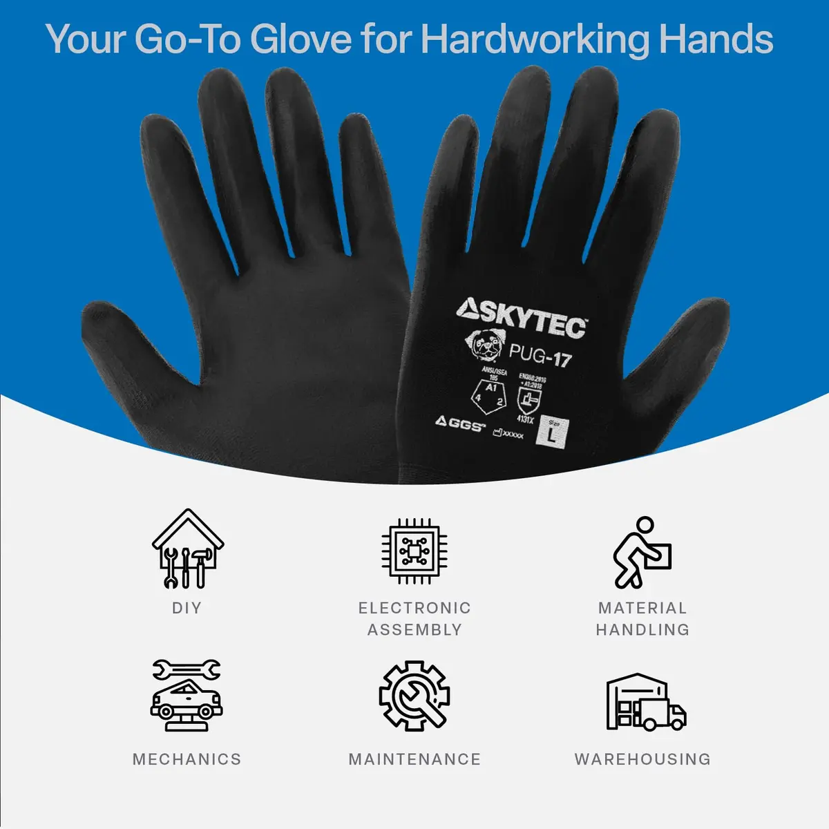 Global Glove PUG-17 Lightweight Polyurethane Dipped Work Gloves, Extra-Large | Anti-Static & Secure Grip - view 7
