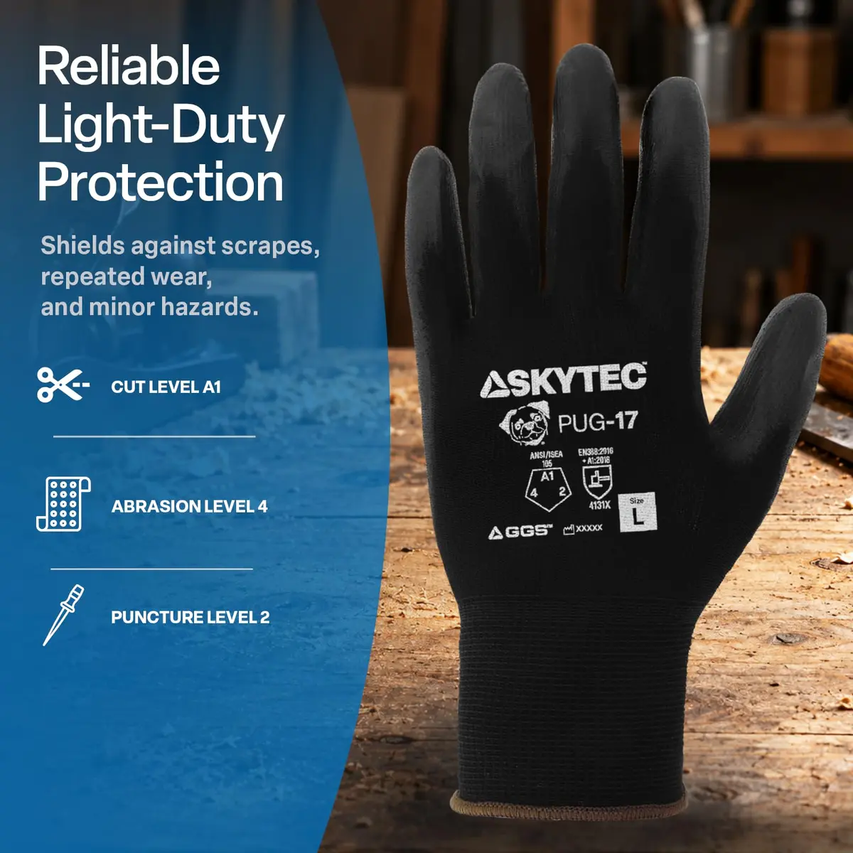 Global Glove PUG-17 Lightweight Polyurethane Dipped Work Gloves, Extra-Large | Anti-Static & Secure Grip - view 3