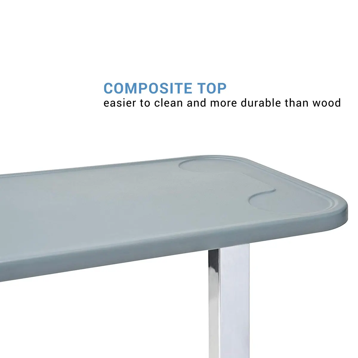 Graham-Field Lumex Overbed Table with Wheels | Height Adjustable Bedside Table for Home or Hospital Use, Grey - view 5