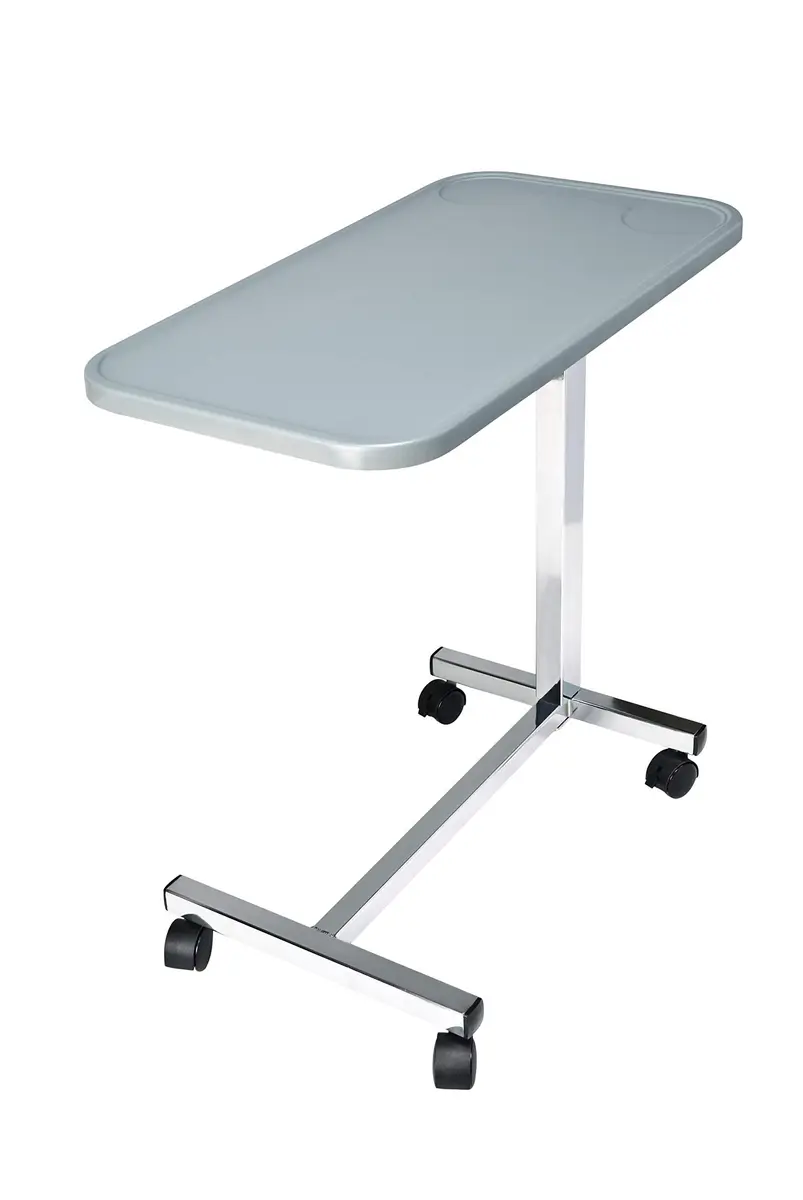 Graham-Field Lumex Overbed Table with Wheels | Height Adjustable Bedside Table for Home or Hospital Use, Grey - main product image
