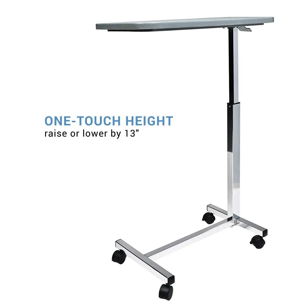 Graham-Field Lumex Overbed Table with Wheels | Height Adjustable Bedside Table for Home or Hospital Use, Grey - view 3