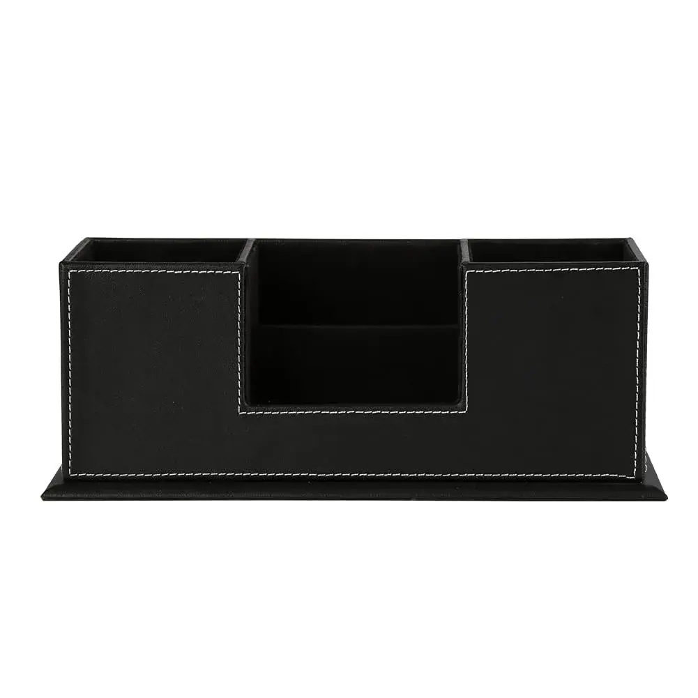 KINGFOM Double Holder Leather Desk Organizer 29.5cm (11.6in) | Organizes Pens, Phones, and Office Supplies - view 4