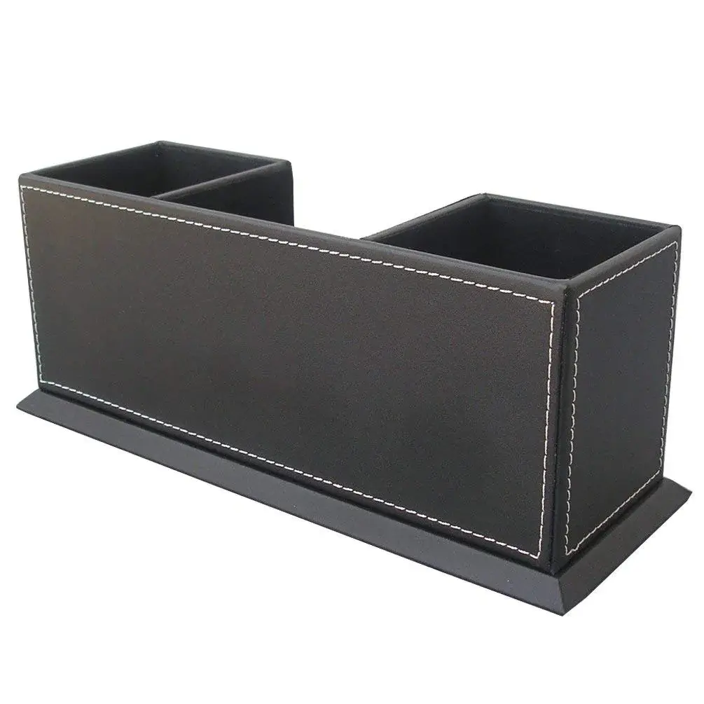 KINGFOM Double Holder Leather Desk Organizer 29.5cm (11.6in) | Organizes Pens, Phones, and Office Supplies - view 9