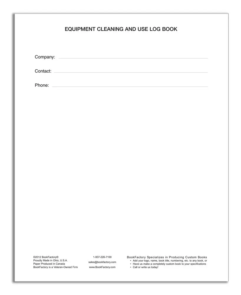 BookFactory Maintenance Log Book, Blue, Hardbound, 120 Pages | Professional Equipment Logging - view 2