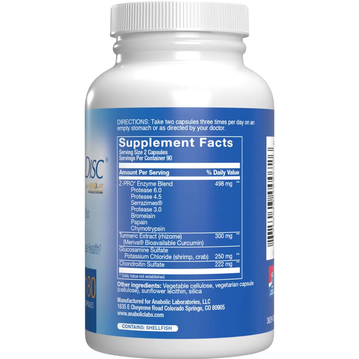 Anabolic Laboratories Nutra Disc & Joint Support Capsule 180 Count | Restorative Cartilage & Ligament Supplement - view 2