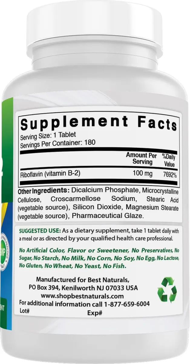 Best Naturals Vitamin B2 100 mg | Premium Riboflavin Tablets for Energy & Metabolism - view 6