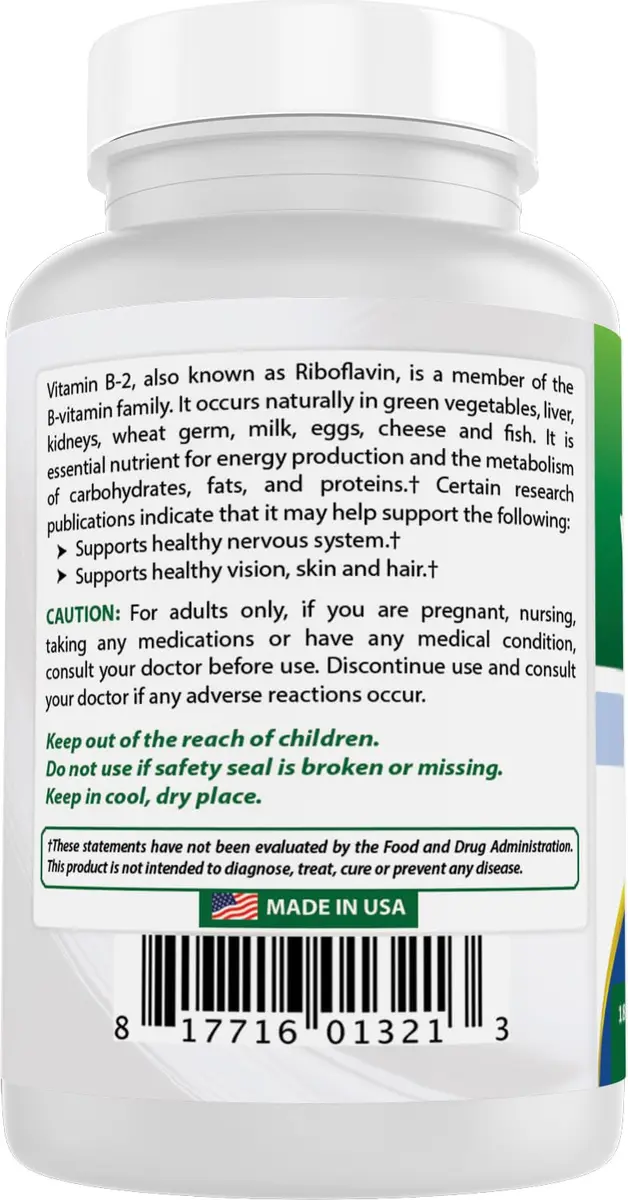 Best Naturals Vitamin B2 100 mg | Premium Riboflavin Tablets for Energy & Metabolism - view 7