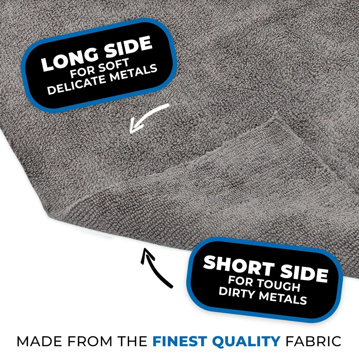 The Rag Company The Miner Detailing Towel, Grey, 16x16in | Edgeless Dual-Pile Microfiber for Metal & Glass - view 2