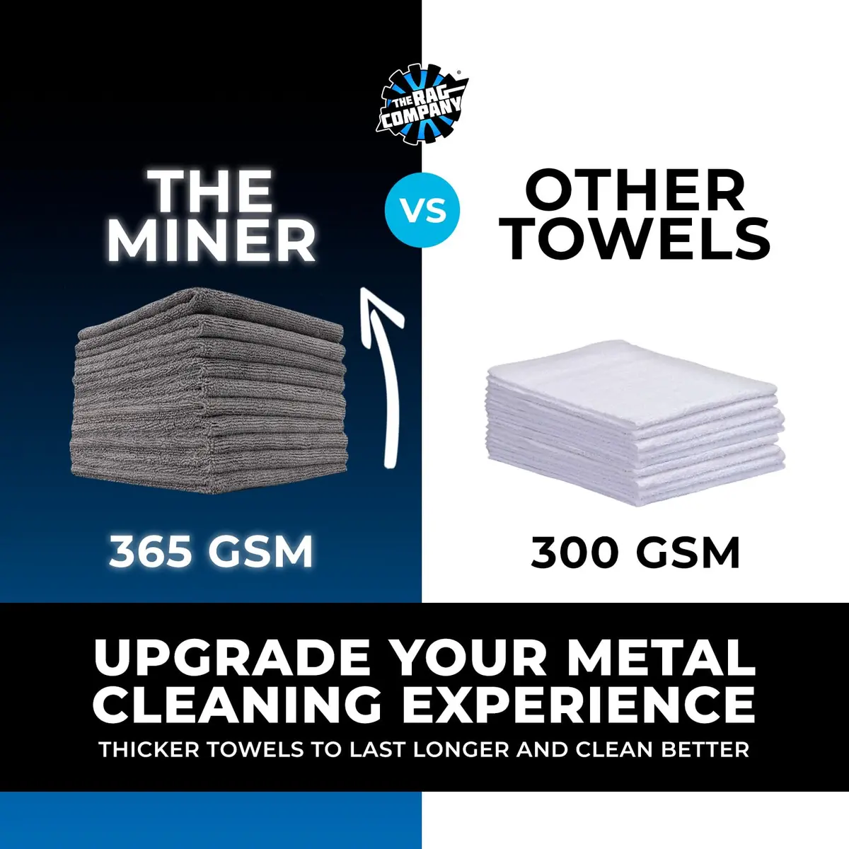 The Rag Company The Miner Detailing Towel, Grey, 16x16in | Edgeless Dual-Pile Microfiber for Metal & Glass - view 3