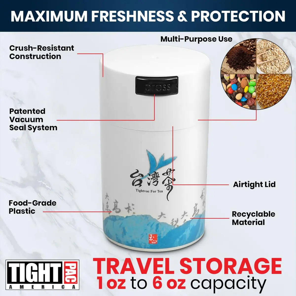 Tightpac Food Storage Container 6oz | Airtight Vacuum Seal for Dry Goods in India - view 4