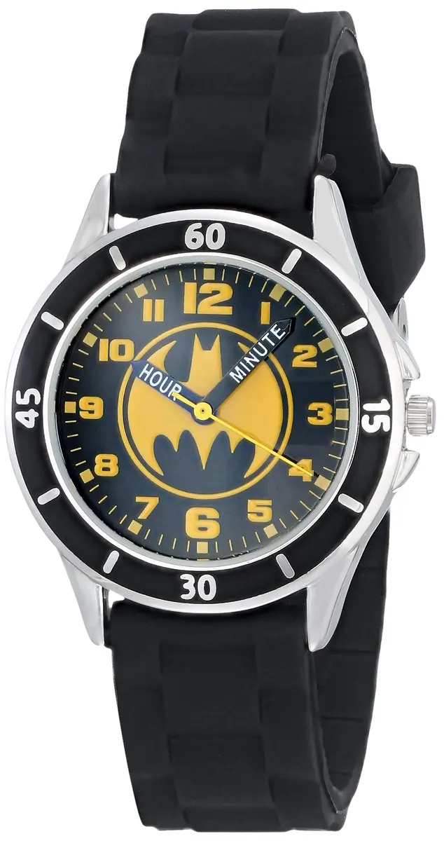 Accutime Boys' Analog Quartz Watch with Rubber Strap, Black & Yellow | Learn Time & Gift Ready - main product image