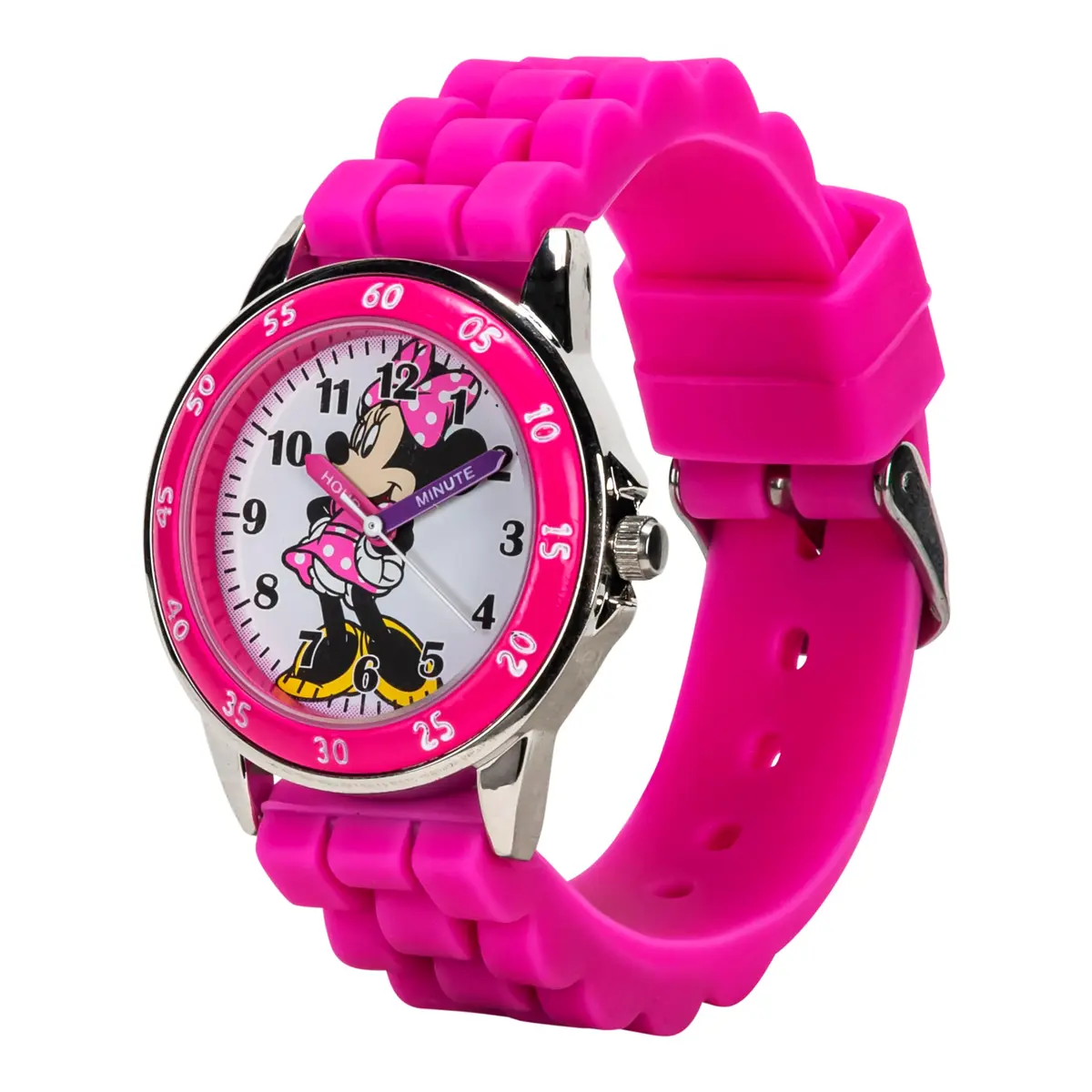 Accutime Disney Minnie Mouse Kids' Time Teacher Watch – Pink Rubber Strap, Analog Dial, 33mm Case | Educational Watch for Girls - view 4