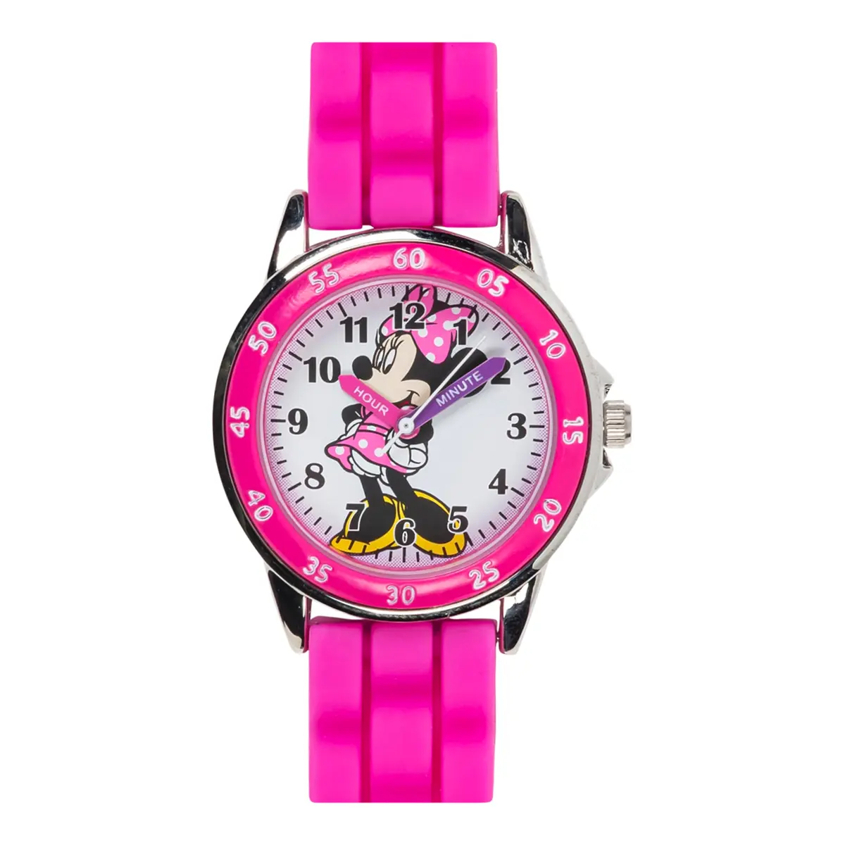 Accutime Disney Minnie Mouse Kids' Time Teacher Watch – Pink Rubber Strap, Analog Dial, 33mm Case | Educational Watch for Girls - view 6