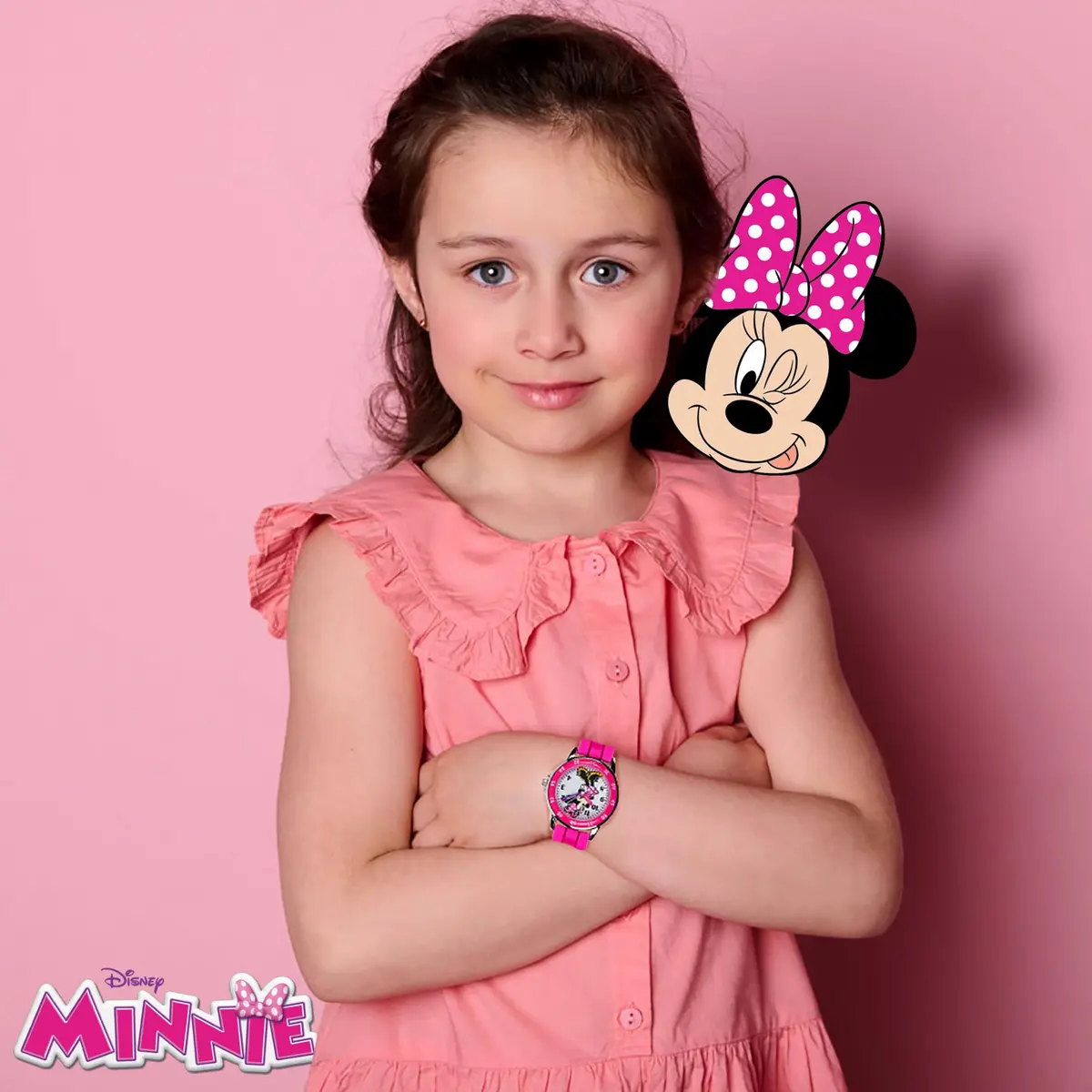 Accutime Disney Minnie Mouse Kids' Time Teacher Watch – Pink Rubber Strap, Analog Dial, 33mm Case | Educational Watch for Girls - view 2