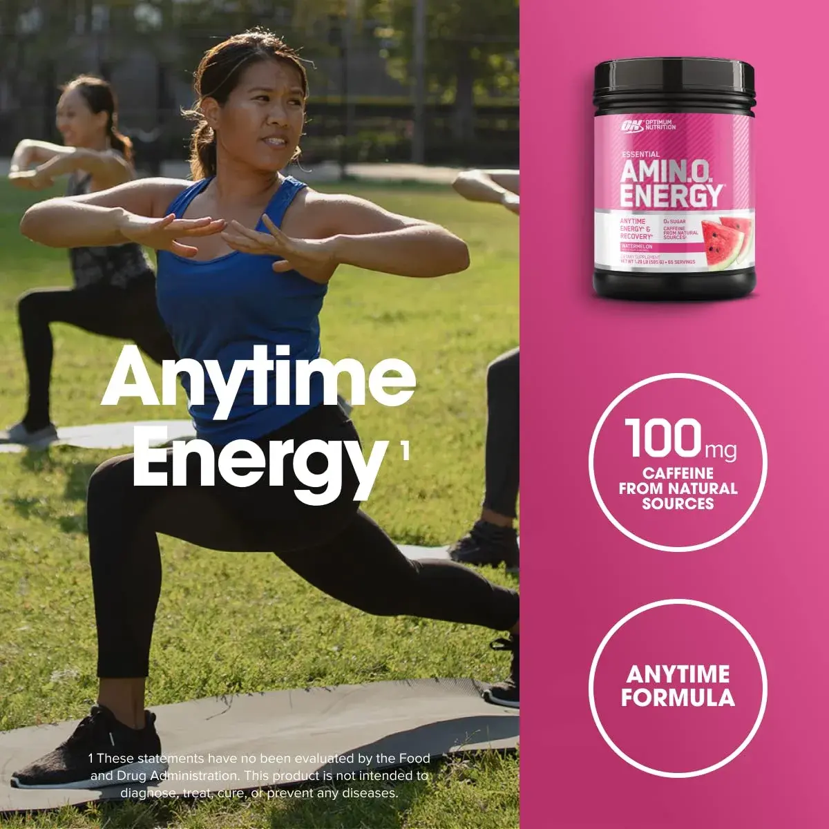 Optimum Nutrition Amino Energy Pre Workout Watermelon 20.6 oz (584 g) | Keto Friendly Energy & Focus - view 4
