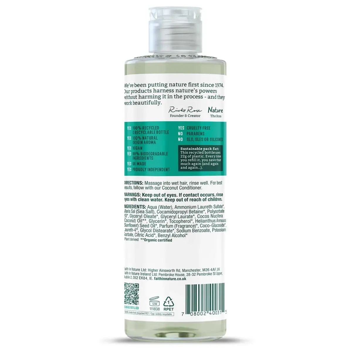 Faith In Nature Coconut Shampoo For Normal To Dry Hair 400ml (13.5 Fl Oz) | Nourishing & Hydrating - view 2