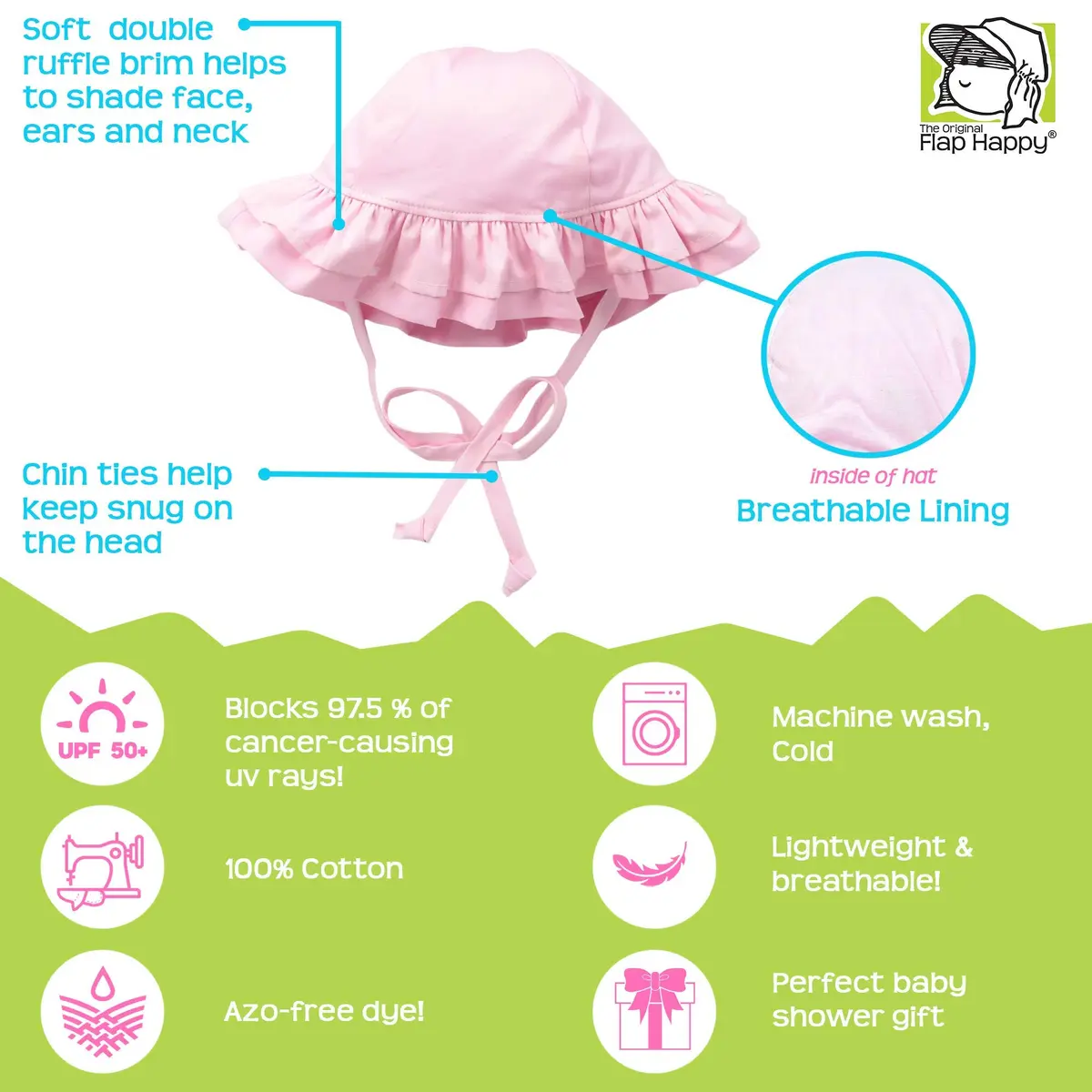 Flap Happy Baby Girls' Upf 50+ Double Ruffle Hat X Small | Sun Protection & Comfort - view 2