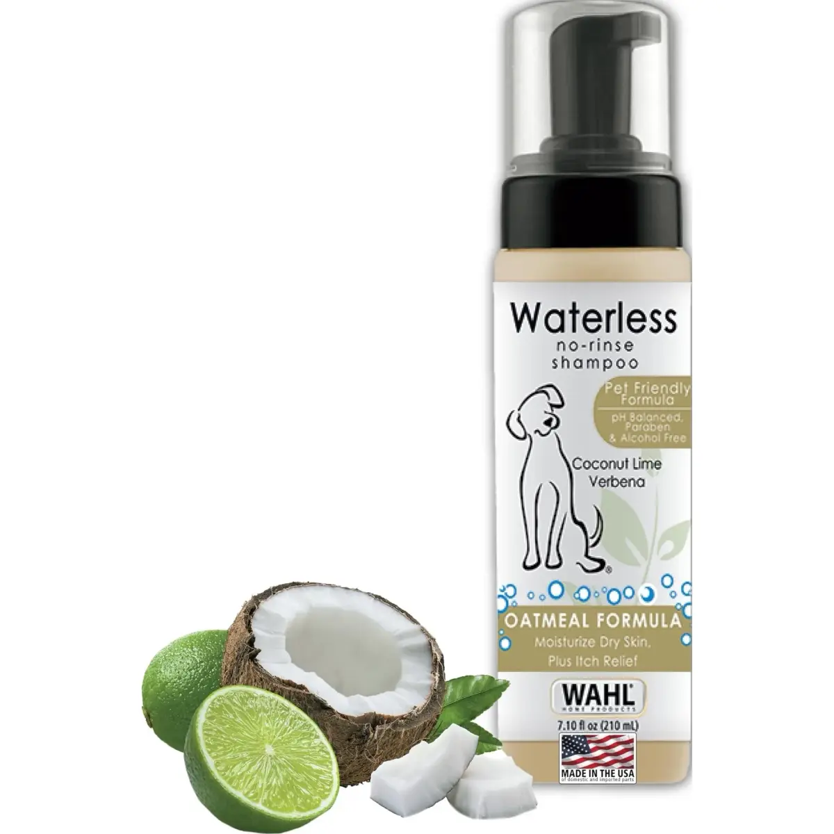 Wahl Waterless No Rinse Shampoo for Animals Coconut Lime Verbena 210ml (7.1 Fl Oz) | Gentle Cleaning for Dogs, Cats & Horses - main product image