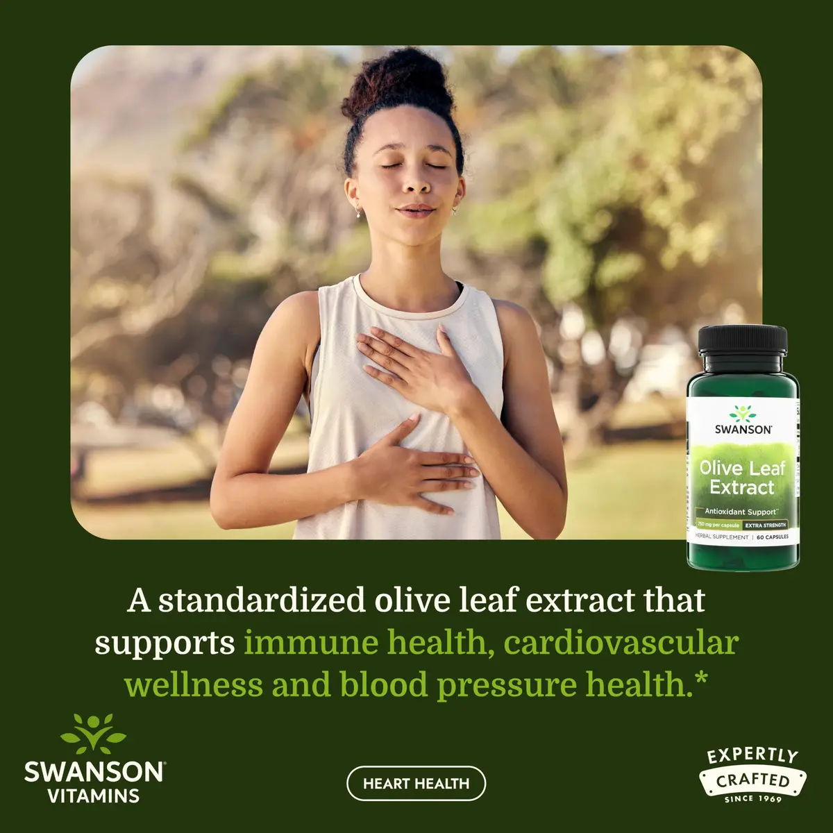 Swanson Olive Leaf Extract Heart Health 60 Capsules | Supports Immunity & Cardiovascular Wellness - view 2