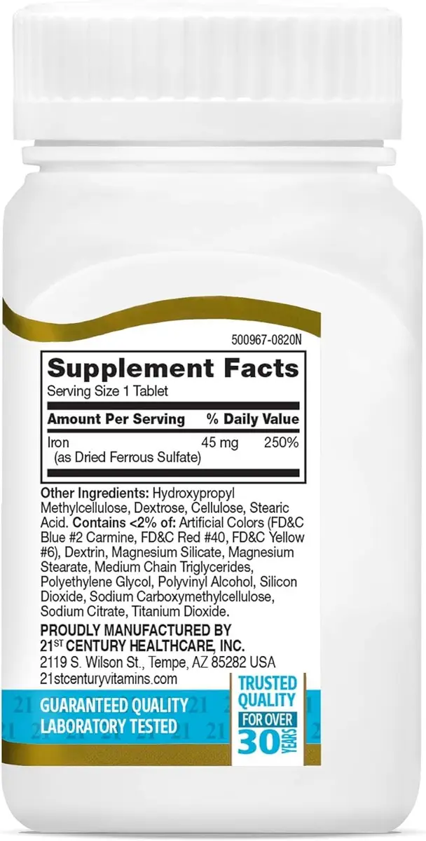 21st Century Slow Release Iron Tablets 120 Count (2x60) | Gluten-Free Mineral Supplement - view 4