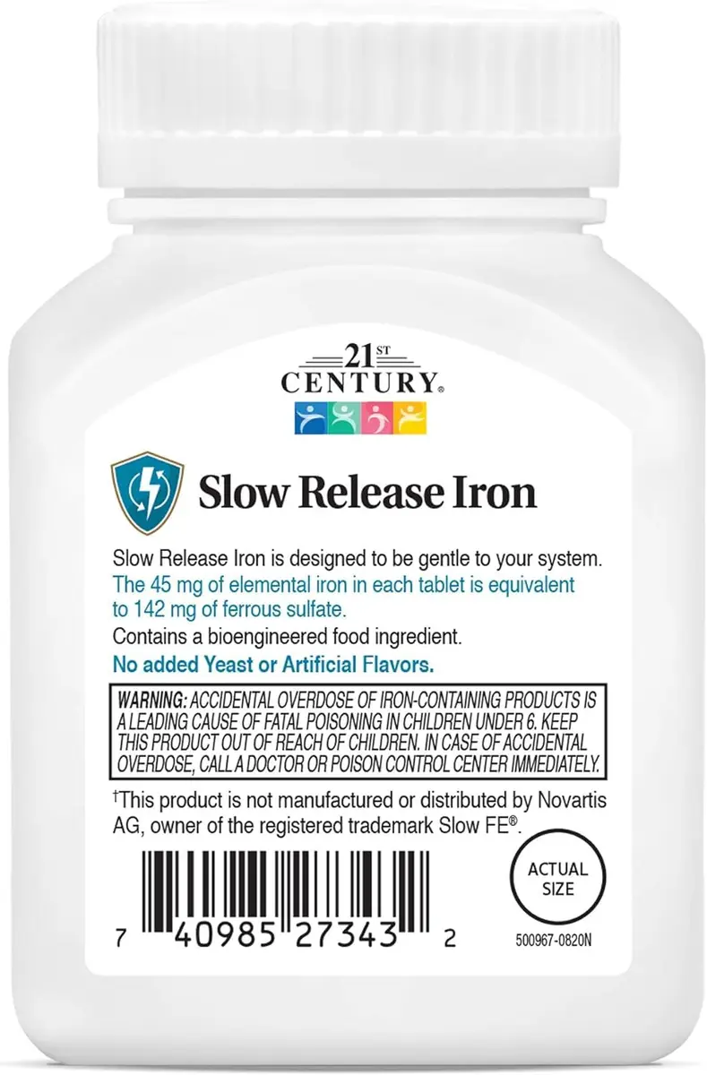 21st Century Slow Release Iron Tablets 120 Count (2x60) | Gluten-Free Mineral Supplement - view 3