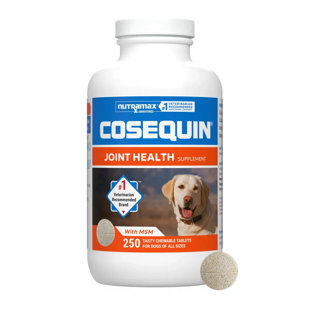 Nutramax Cosequin Joint Supplement for Dogs, MSM+HA, 250 Chew Tablets | Supports Joints, All Breeds & Sizes, All Ages - main product image