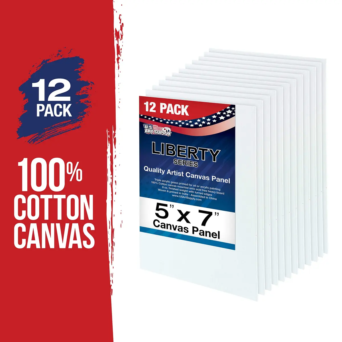 U.S. Art Supply 5 x 7 Inch Art Canvas Board Panels 12 Pack - 8 Ounce Heavyweight Cotton - view 2
