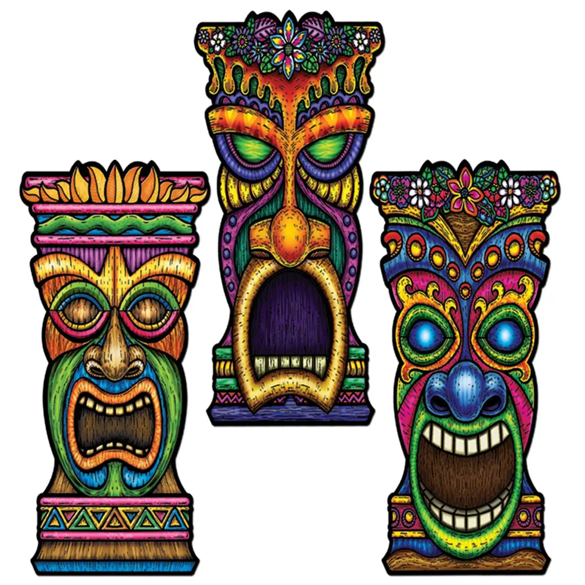 Beistle 24-Pack Tiki Cutouts, 22-Inch | Colorful Party Decor for Luau & Festive Events - main product image