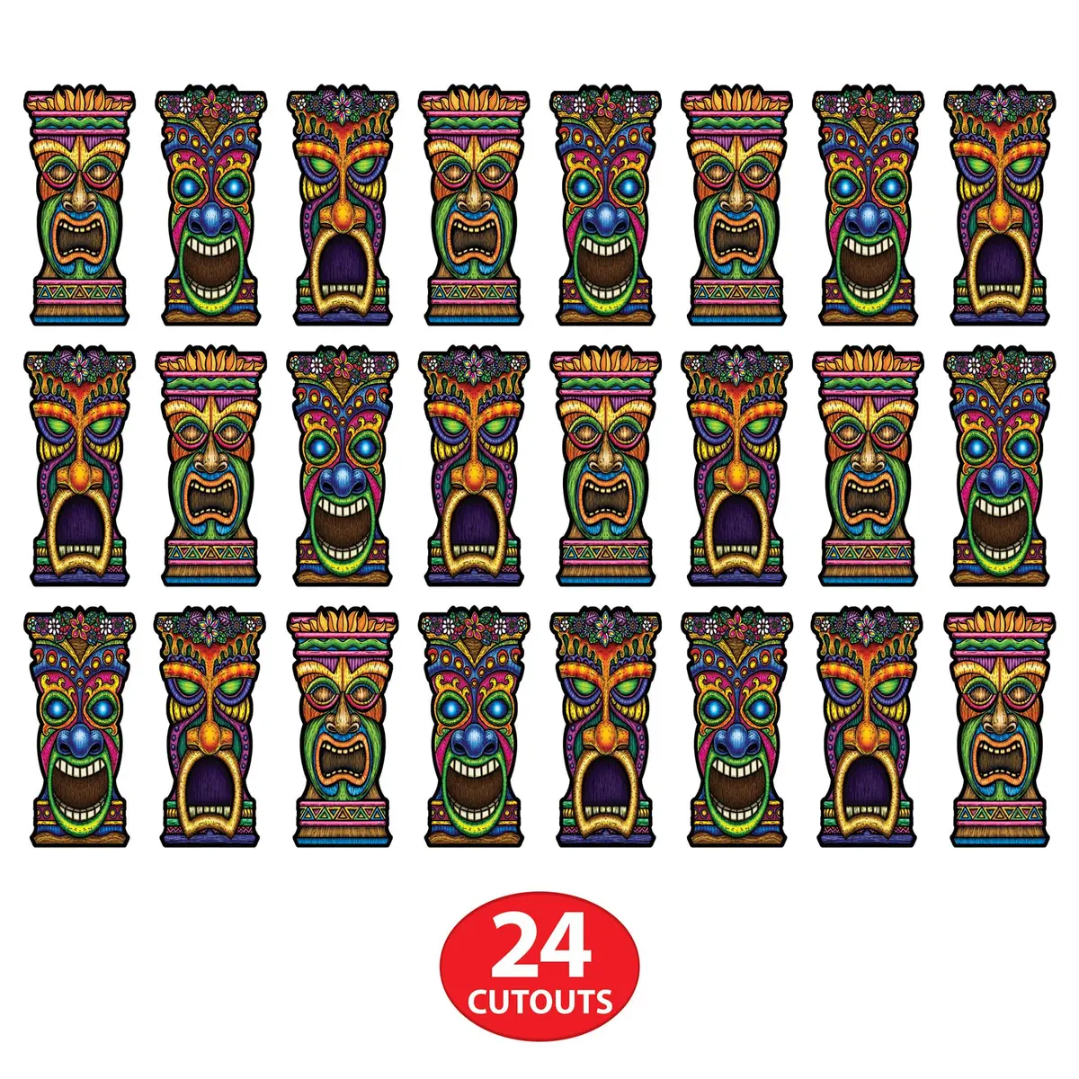Beistle 24-Pack Tiki Cutouts, 22-Inch | Colorful Party Decor for Luau & Festive Events - view 4