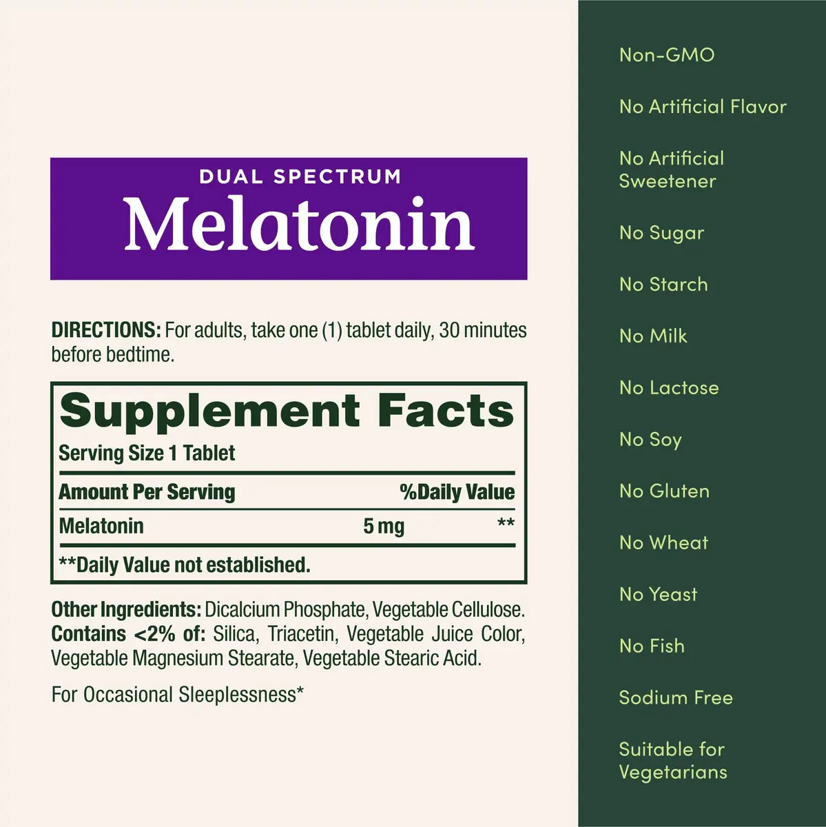 Nature's Bounty Melatonin 5mg Dual Spectrum Bi-Layer Tablets 60 Count (1.7 oz) | Drug-Free Sleep Aid for Occasional Sleeplessness - view 5