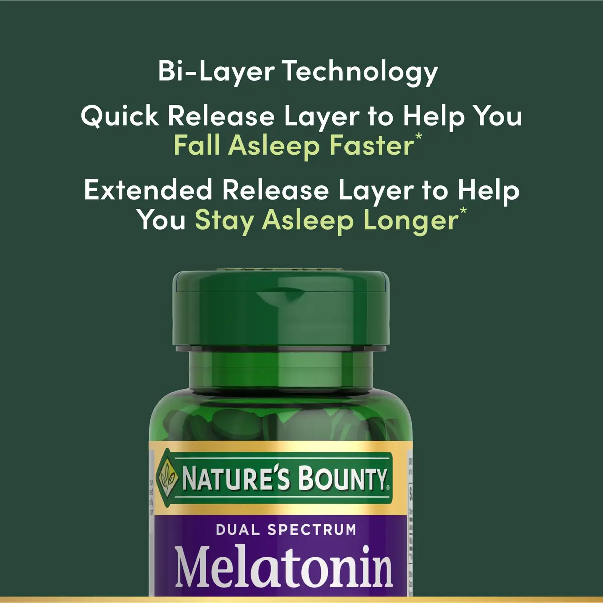 Nature's Bounty Melatonin 5mg Dual Spectrum Bi-Layer Tablets 60 Count (1.7 oz) | Drug-Free Sleep Aid for Occasional Sleeplessness - view 3