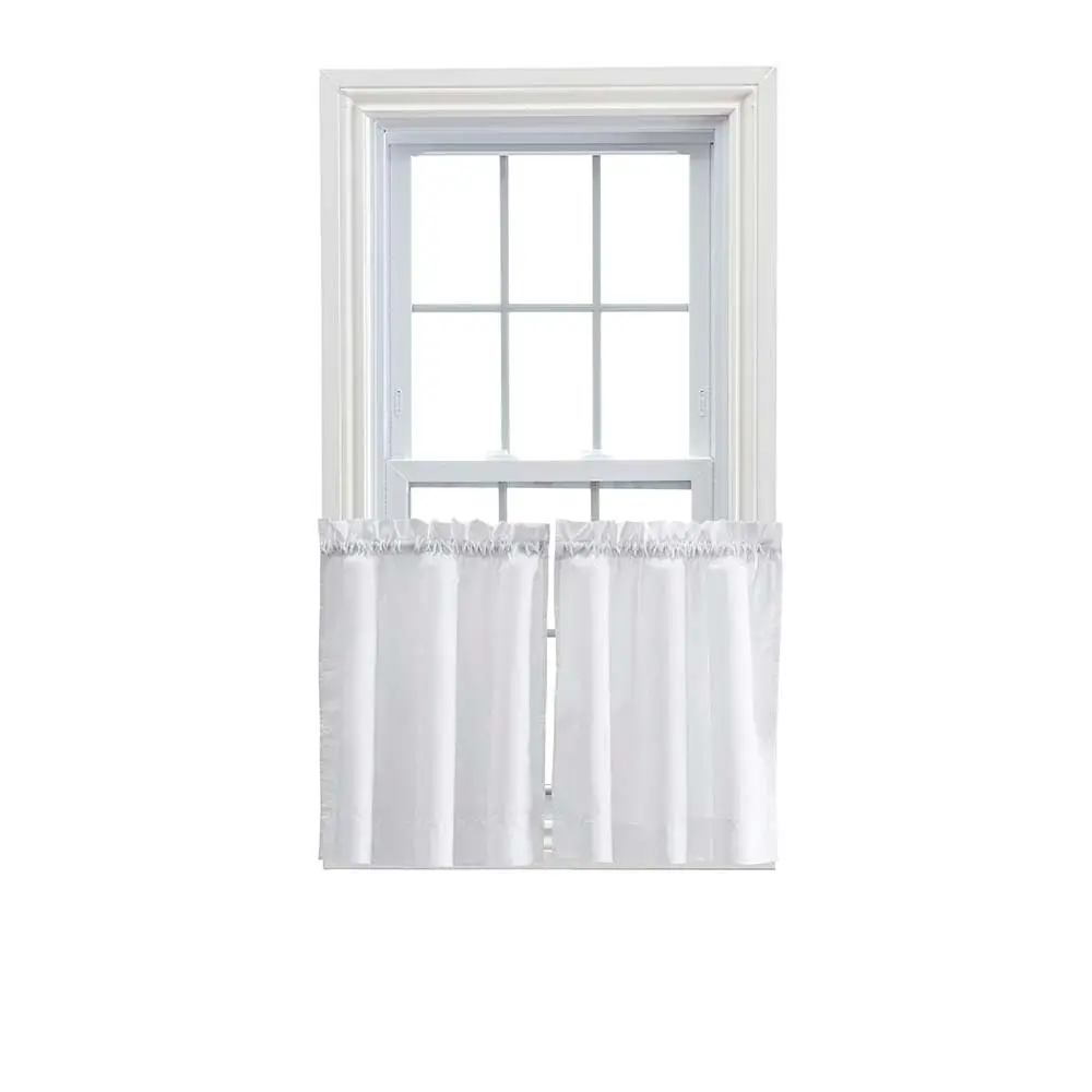 Ellis Curtain Stacey Sheer 56x45 Tailored Tier Pair Curtains, White | Light-Filtering Privacy for Indian Homes - main product image