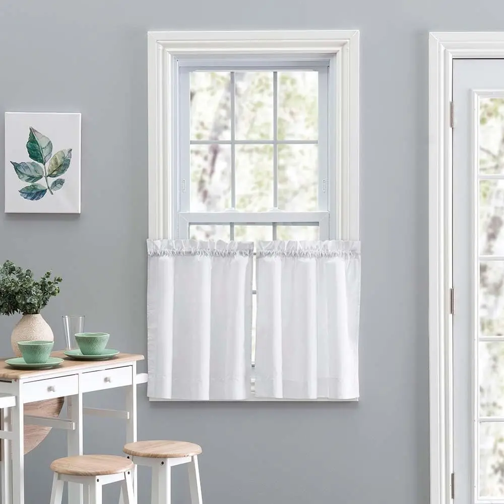 Ellis Curtain Stacey Sheer 56x45 Tailored Tier Pair Curtains, White | Light-Filtering Privacy for Indian Homes - view 2