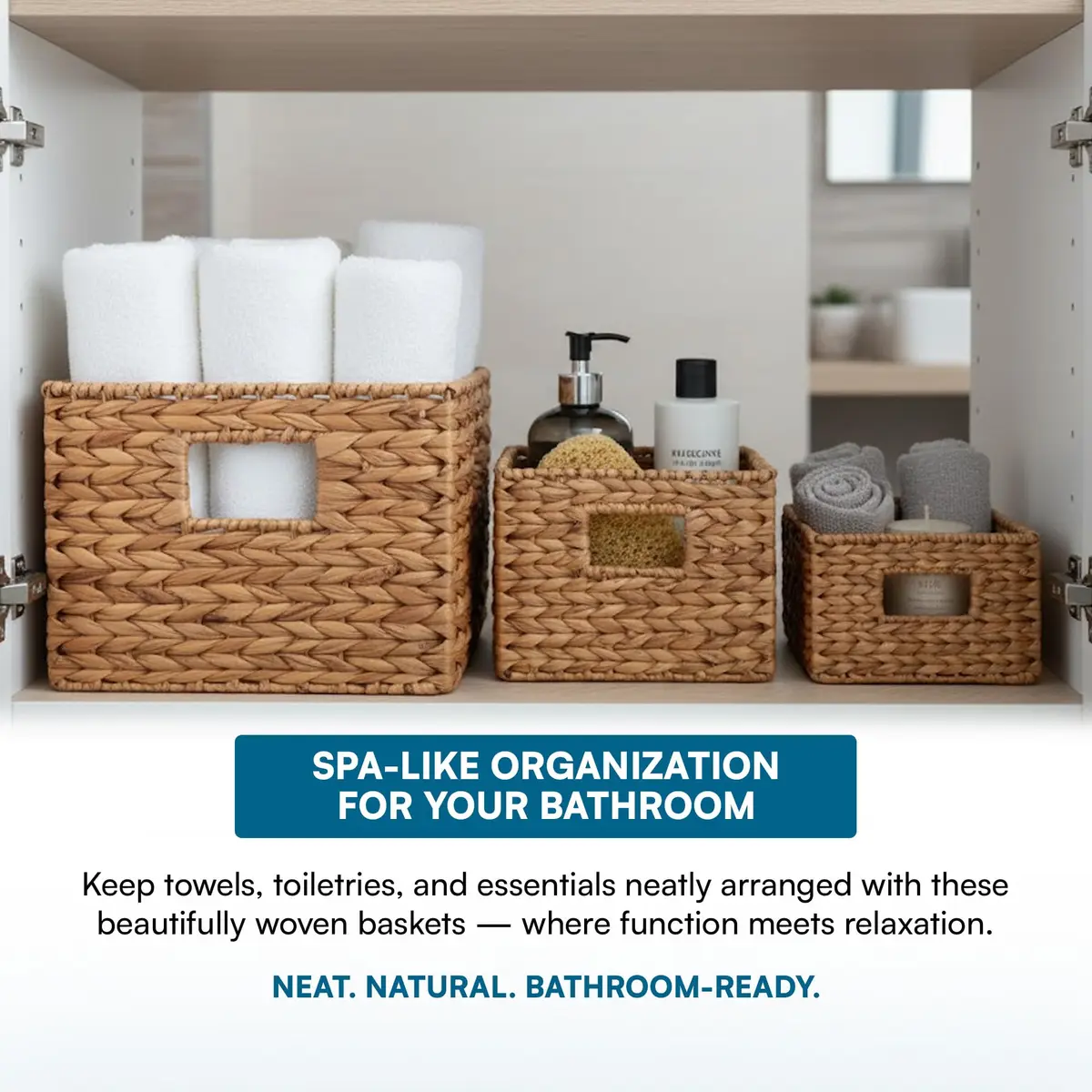 Honey-Can-Do Woven Water Hyacinth Wicker Storage Baskets, Nesting Set of 3 | Elegant & Durable Home Organizer - view 6