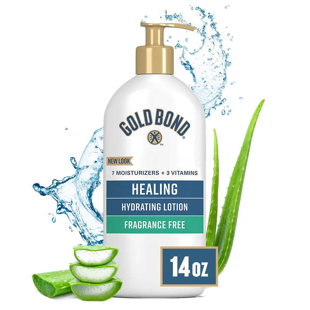 Gold Bond Fragrance Free Healing Hydrating Lotion 14 oz. | 24-Hour Moisture with Aloe, Vitamins & Antioxidants - main product image