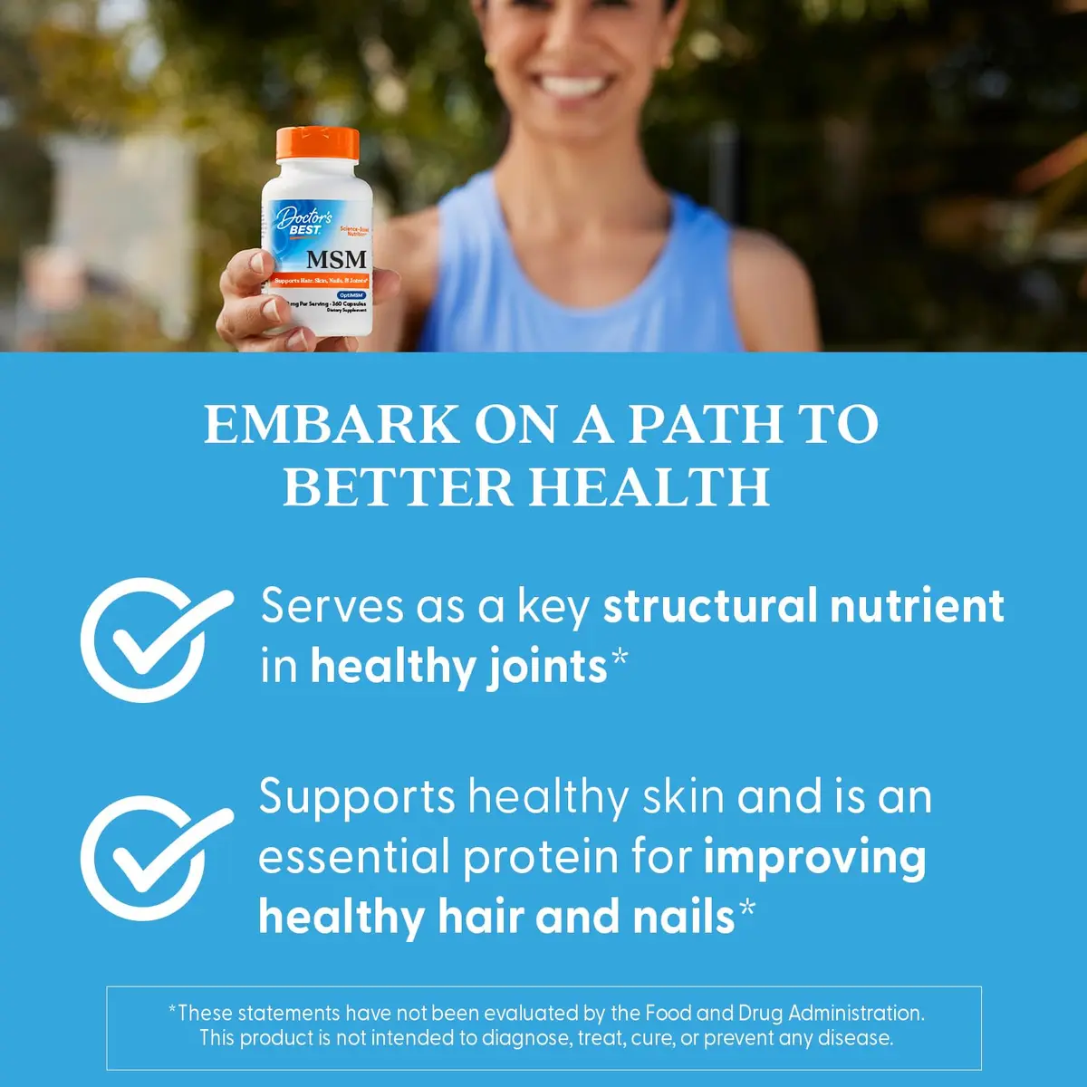 Doctor's Best MSM Supplement Capsules 3000 mg 360 Count | Supports Hair, Skin, Nails, Joint Health & Mobility - view 4