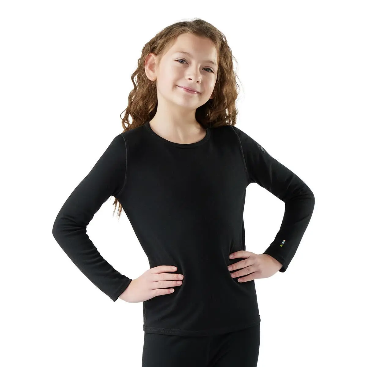 Smartwool Merino 250 Baselayer Crew Top - Kids' Black, S | Cold Weather Base Layer with Merino Wool (70-120 chars) - main product image
