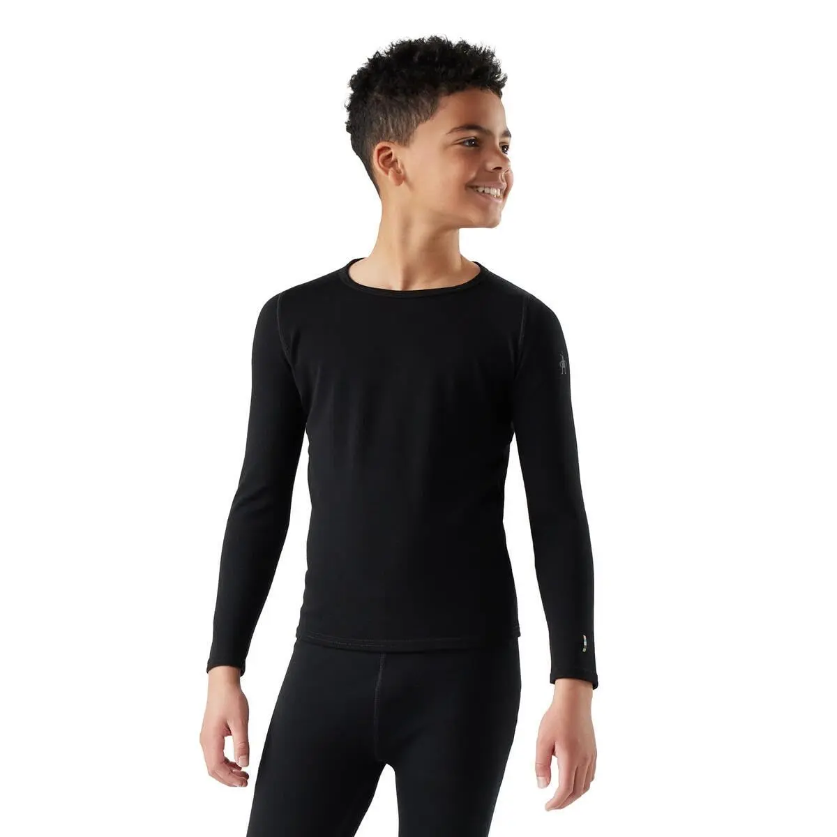 Smartwool Merino 250 Baselayer Crew Top - Kids' Black, S | Cold Weather Base Layer with Merino Wool (70-120 chars) - view 3