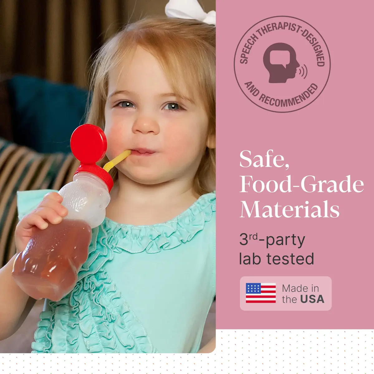 ARK Therapeutic Bear Bottle Kit 8oz | Food-Grade Honey Bear Straw Cup for Oral Motor Skills - view 5