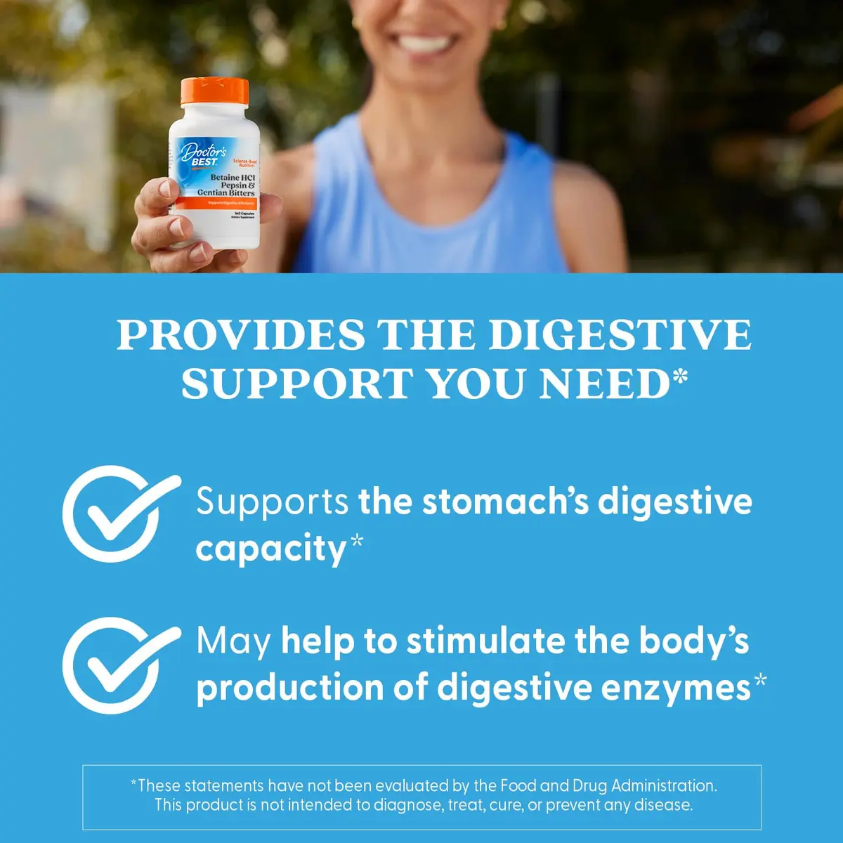 Doctor's Best Betaine HCl Pepsin & Gentian Bitters Supplement, 360 Capsules | Digestive Enzymes Support - view 3