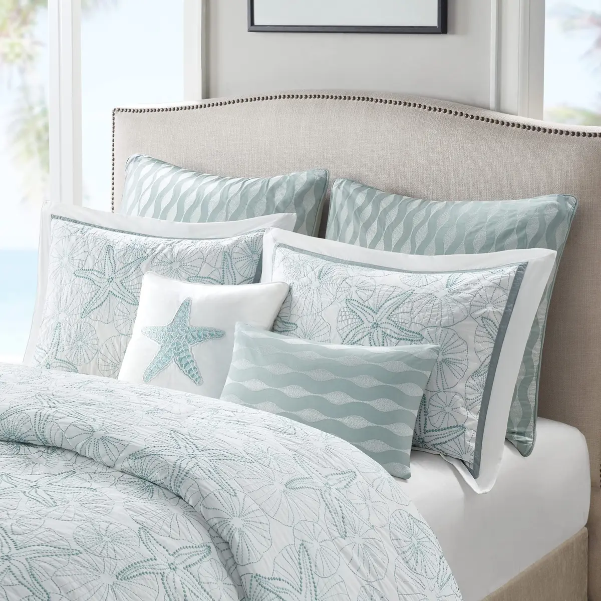 Harbor House Maya Bay Cotton Blue Oblong Pillow 12" x 20" | Ocean-Inspired Decorative Cushion - view 5