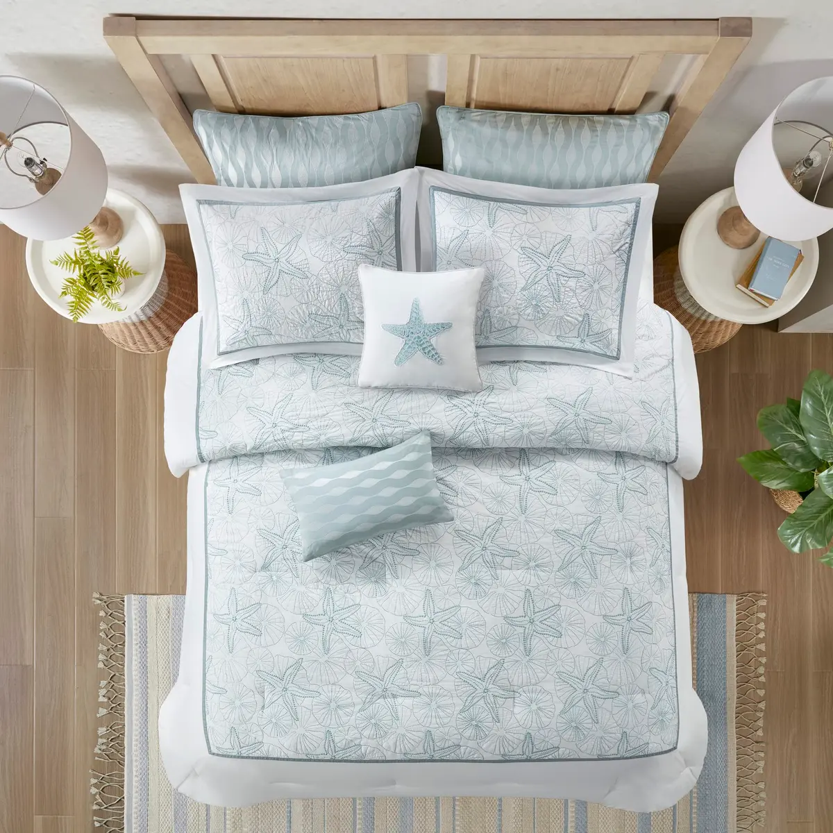 Harbor House Maya Bay Cotton Blue Oblong Pillow 12" x 20" | Ocean-Inspired Decorative Cushion - view 7