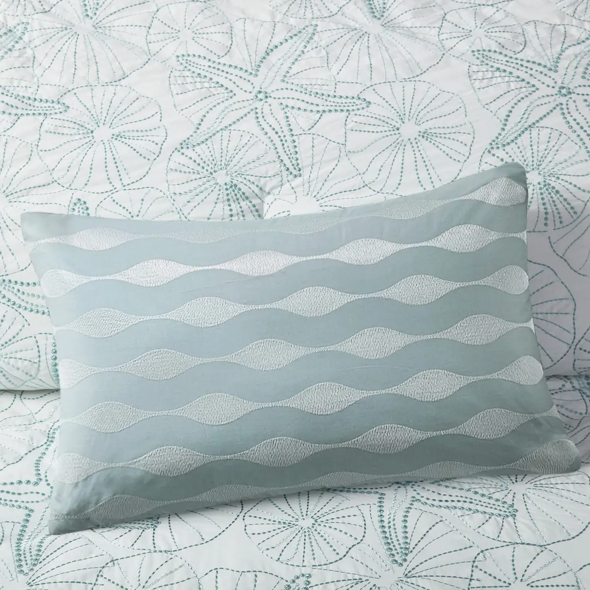 Harbor House Maya Bay Cotton Blue Oblong Pillow 12" x 20" | Ocean-Inspired Decorative Cushion - view 3