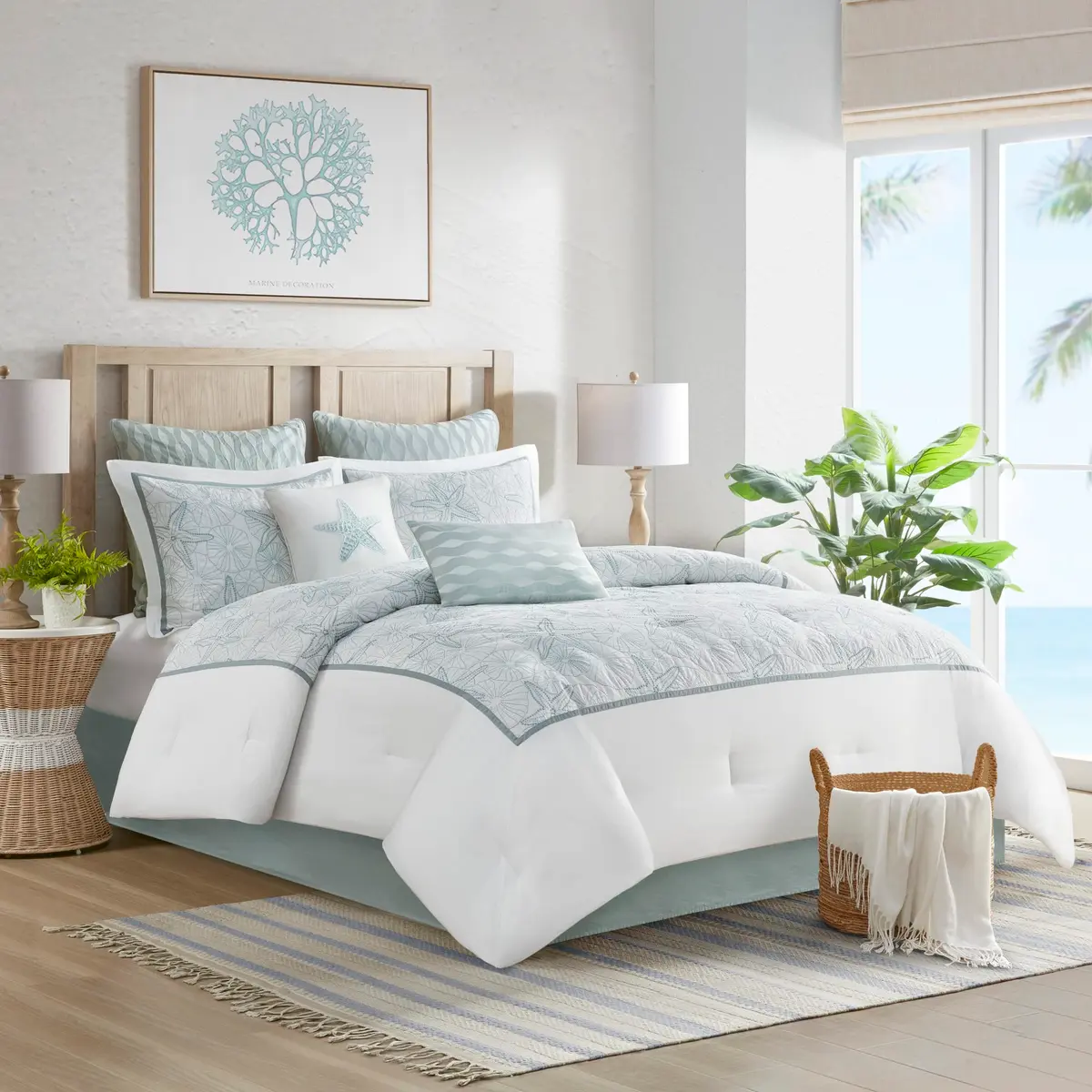 Harbor House Maya Bay Cotton Blue Oblong Pillow 12" x 20" | Ocean-Inspired Decorative Cushion - view 4