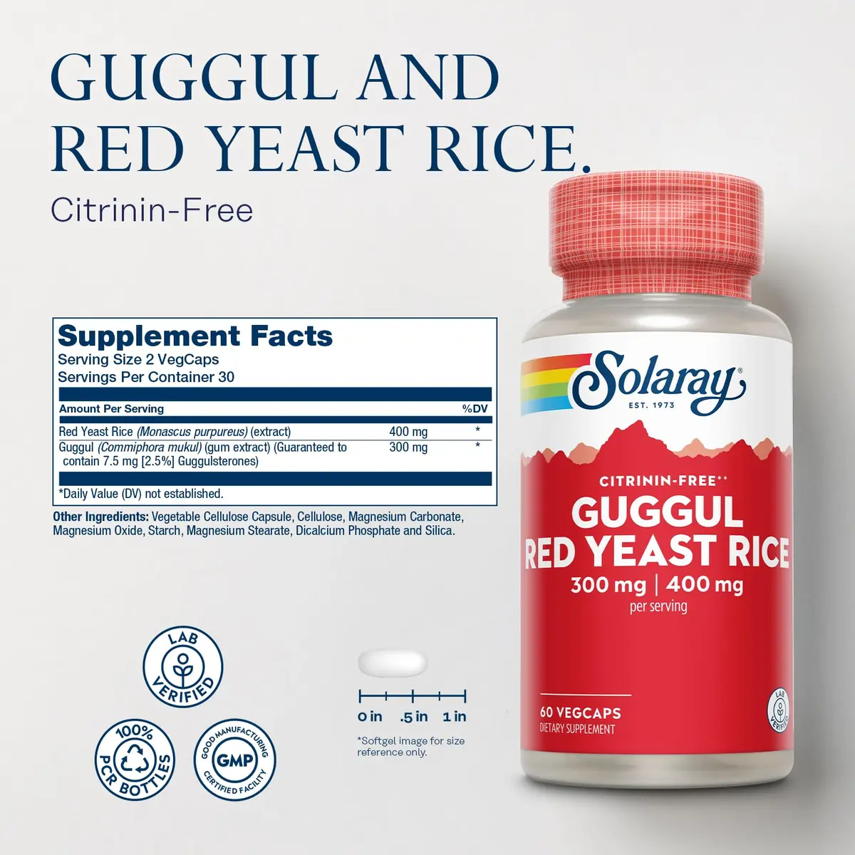 SOLARAY Guggul Gum Extract & Red Yeast Rice - view 2
