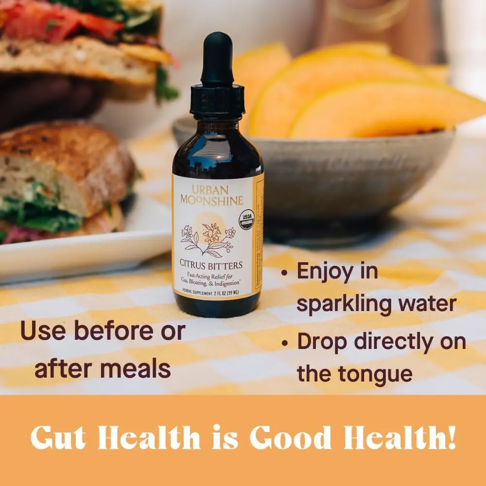 Urban Moonshine Citrus Digestive Bitters 8 Fl Oz | Organic Herbal Support for Gut Health - view 4