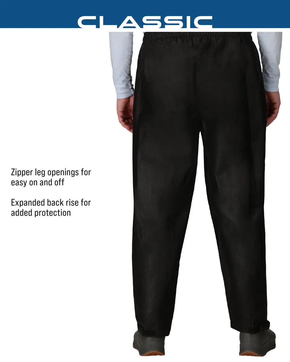 FROGG TOGGS Men's Classic Pro Action Waterproof Breathable Rain Pant, Black, Small | Outdoor Waterproof Rain Pants - view 6