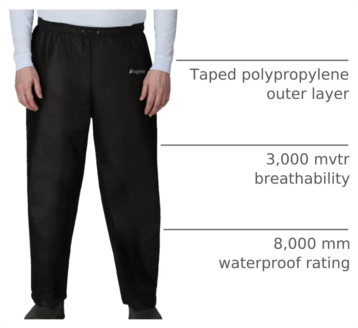 FROGG TOGGS Men's Classic Pro Action Waterproof Breathable Rain Pant, Black, Medium | Lightweight, Breathable & Waterproof for Outdoor Activities - view 4